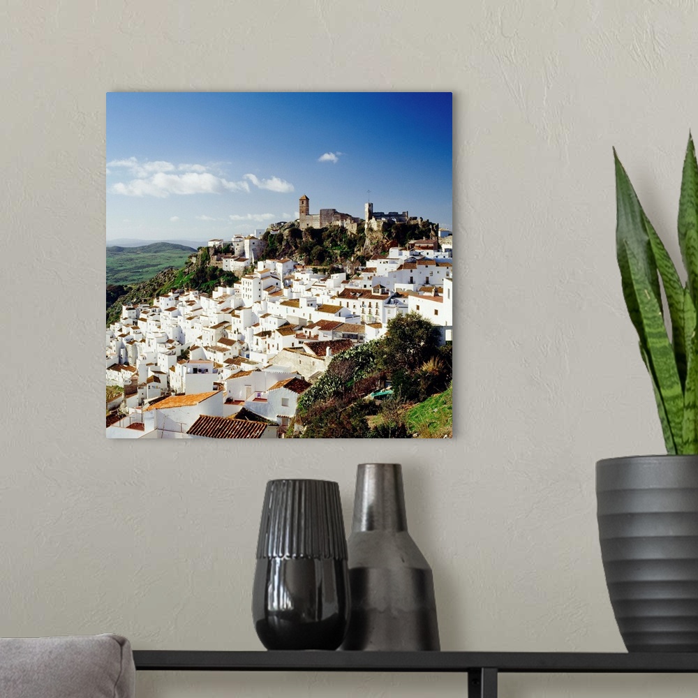A modern room featuring Spain, Andalucia, Malaga, Pueblos Blancos, Casares town