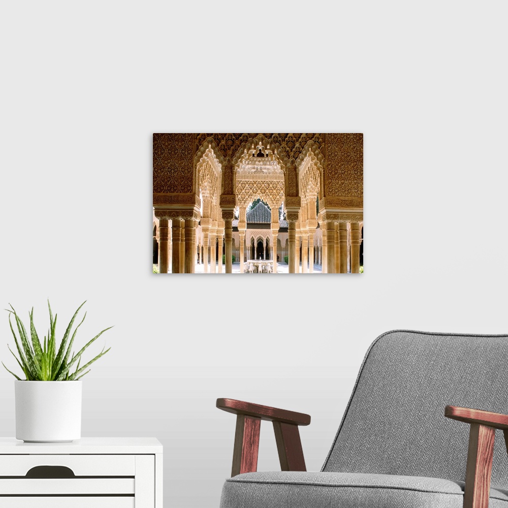 A modern room featuring Spain Andalousia Granada..Alhambra Lions' Court....Espagne Andalousie Grenade..Alhambra Cour des ...