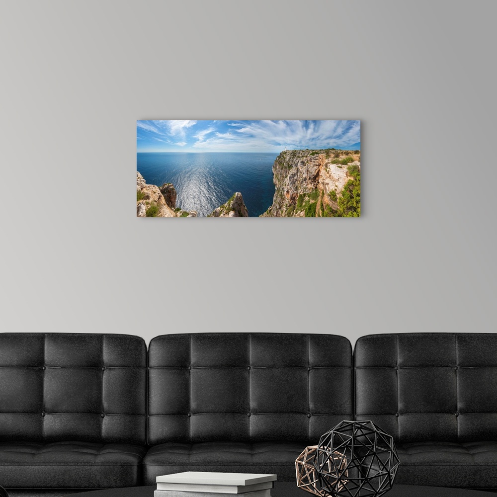 A modern room featuring Spain, Balearic Islands, Mediterranean sea, Formentera, Far de la Mola Lighthouse.