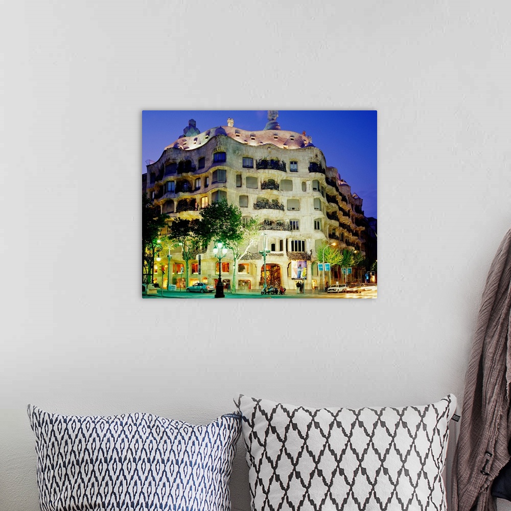 A bohemian room featuring Spain, Barcelona, Casa Mila, corner of Passeig de Gracia, a street of Barcelona