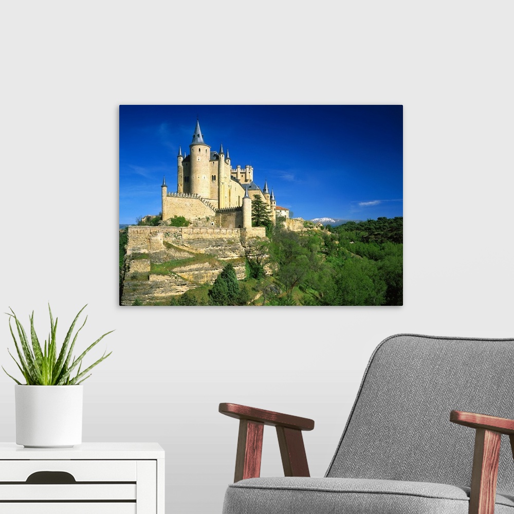 A modern room featuring Spain, Castilla y Leon, Segovia, View of Alcazar castle