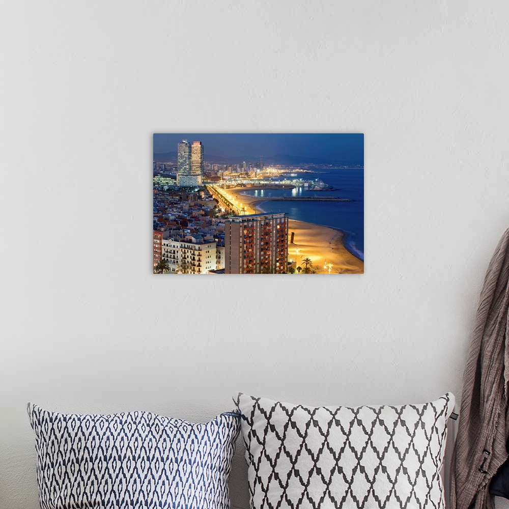 A bohemian room featuring Spain, Catalonia, Barcelona, Barceloneta Beach and the Two Towers