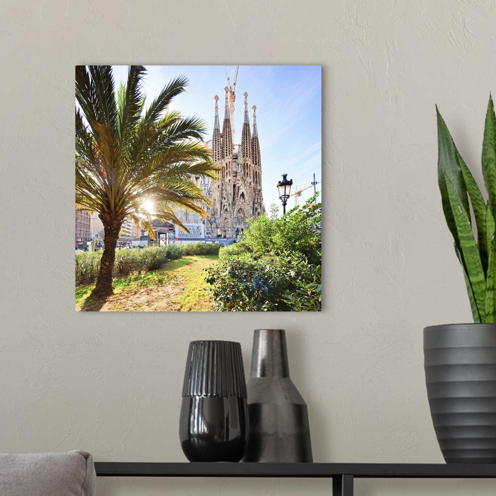 A modern room featuring Spain, Catalonia, Barcelona district, Barcelona, Sagrada Familia, The Sagrada Familia Facade (Gau...