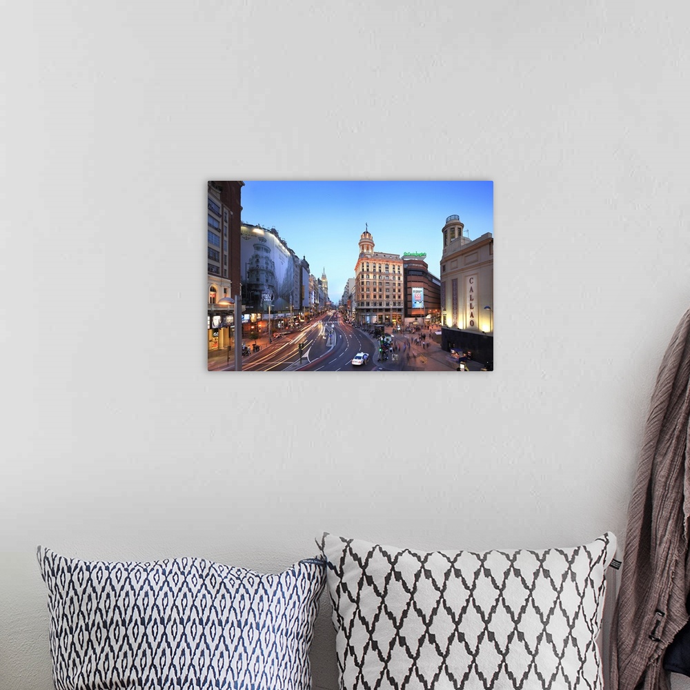 A bohemian room featuring Spain, Madrid, Gran Via, View to Telefonica Building
