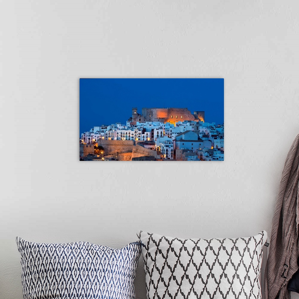 A bohemian room featuring Spain, Comunidad Valenciana, Peniscola, Mediterranean sea, The Old Town, on top the Castle built ...