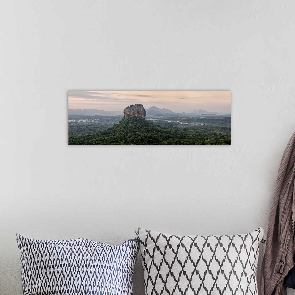 A bohemian room featuring Sri Lanka, Central Province, Sigiriya, Sigiriya Rock at sunrise, view from the summit of Pidurang...