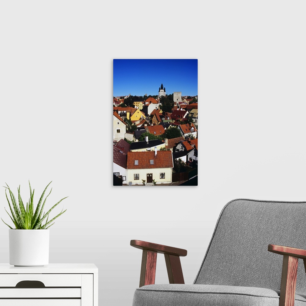 A modern room featuring Sweden, Gotland, Scandinavia, Visby, Hanseatic town, view from the walls