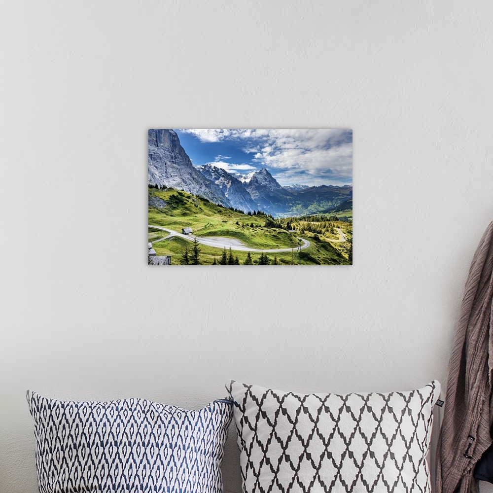 A bohemian room featuring Switzerland, Bern, Berner Oberland, Eiger, view from Grosse Scheidegg.