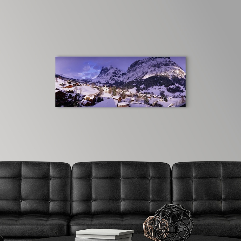 A modern room featuring Switzerland, Bern, Grindelwald village, view towards Wetterhorn mountain