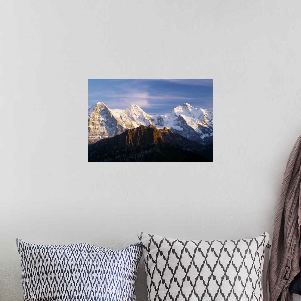 A bohemian room featuring Switzerland, Bern, Monch and Jungfrau mountains, view towards Eiger