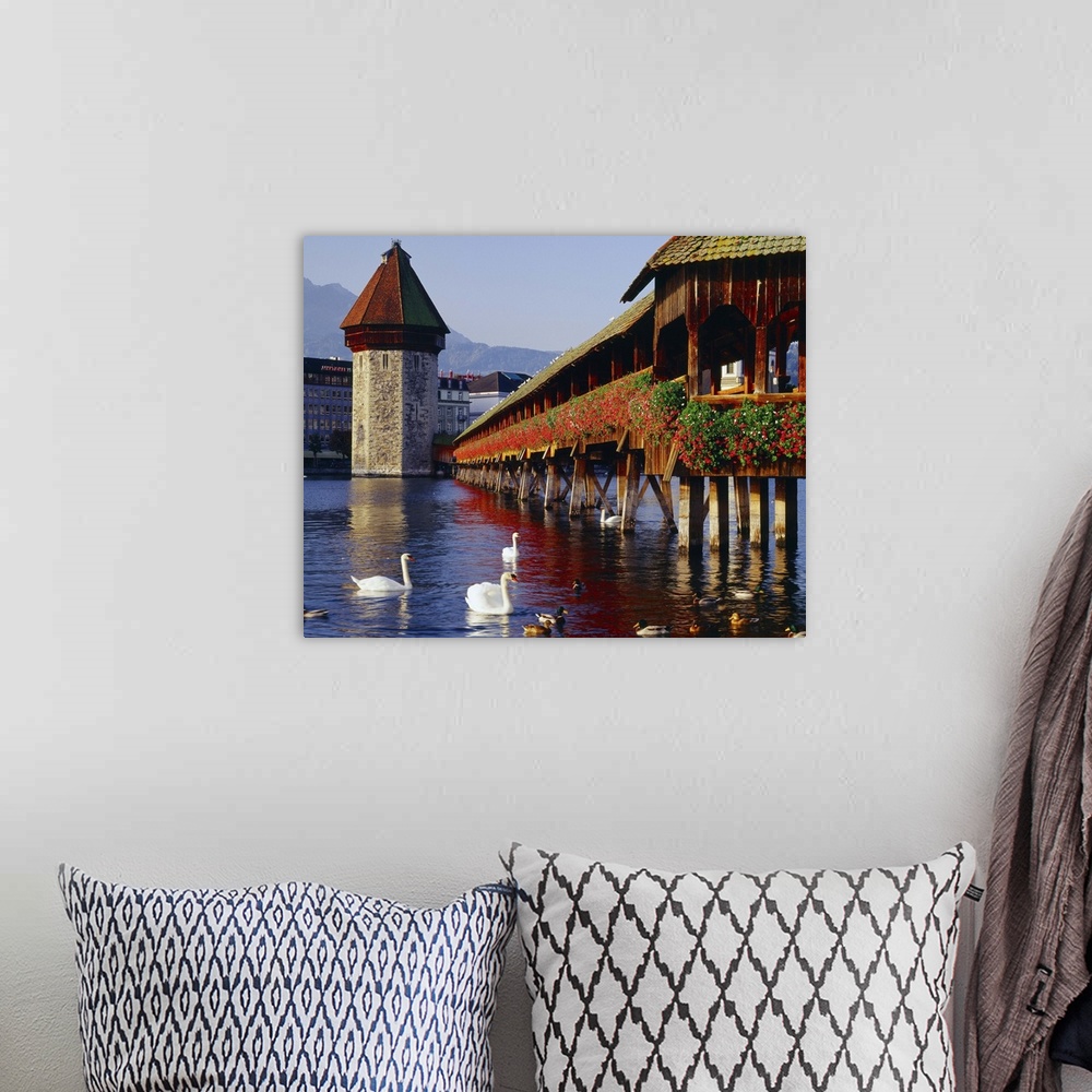 A bohemian room featuring Switzerland, the covered wooden bridge and octagonal water tower