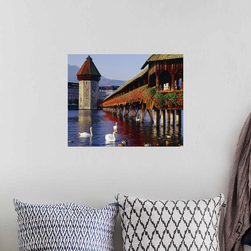 A bohemian room featuring Switzerland, the covered wooden bridge and octagonal water tower