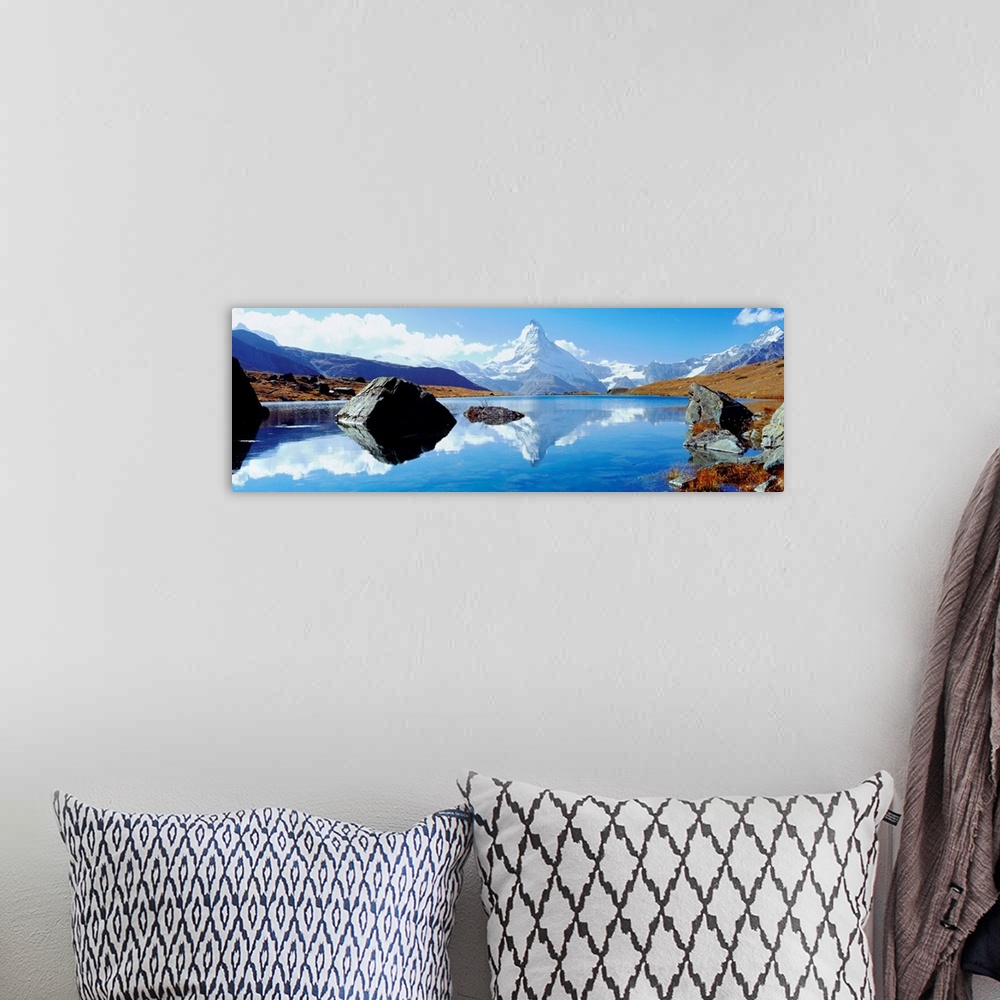 A bohemian room featuring Switzerland, Valais, Zermatt, Matterhorn mountain and Stelli lake