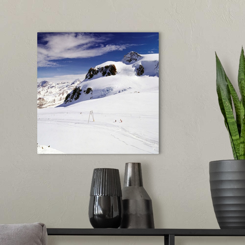 A modern room featuring Switzerland, Valais, Zermatt, Plateau Rosa ski area towards Klein Matterhorn