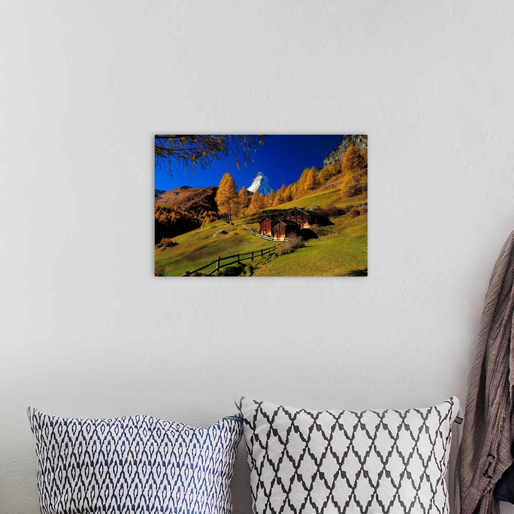 A bohemian room featuring Switzerland, Valais, Zermatt, view towards Matterhorn mountain
