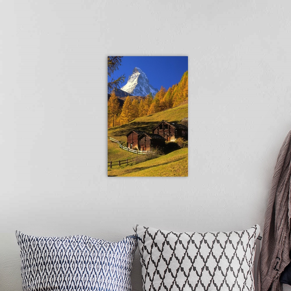A bohemian room featuring Switzerland, Valais, Zermatt, view towards Matterhorn mountain