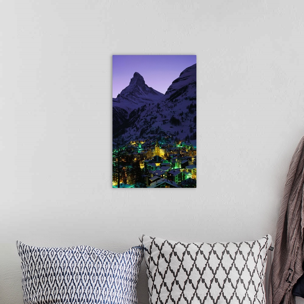 A bohemian room featuring Switzerland, Valais, Zermatt, view towards the village and Matterhorn mountain