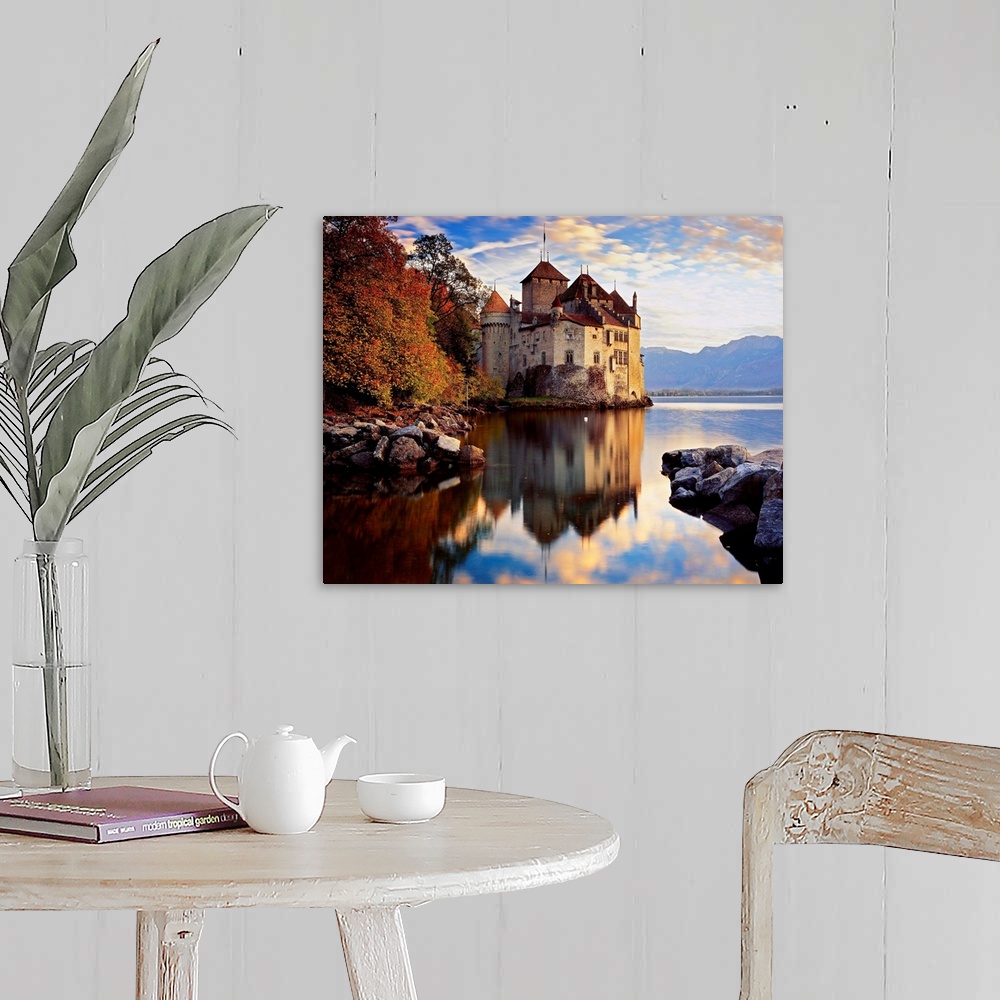 A farmhouse room featuring Switzerland, Vaud, Lake Geneva, Castle of Chillon, near Montreux town
