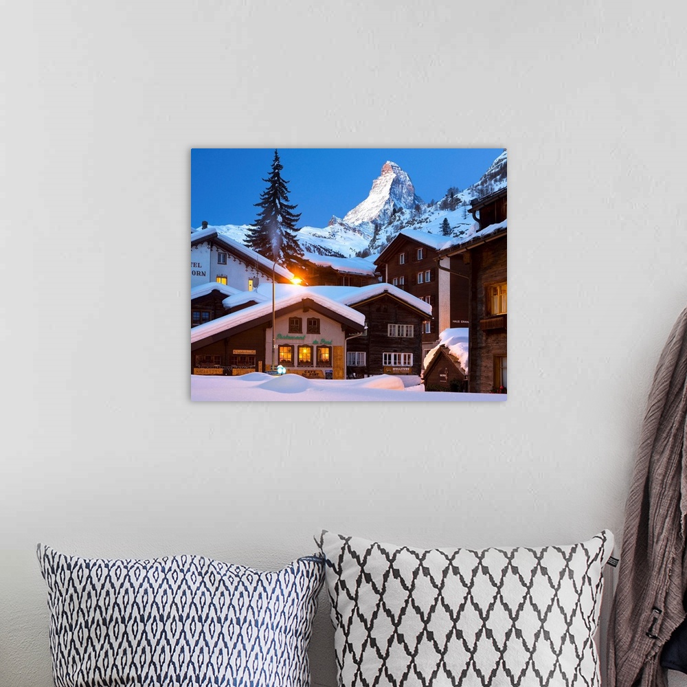 A bohemian room featuring Switzerland, View of Matterhorn mountain (Cervino) from the centre