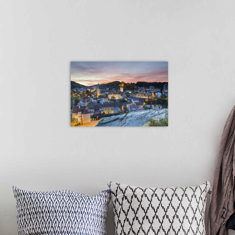 A bohemian room featuring Switzerland, View over old town Baden, Canton of Aargau.