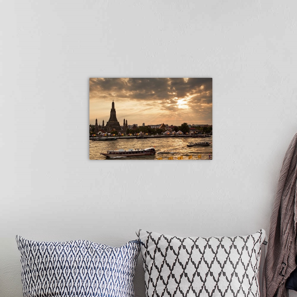 A bohemian room featuring Thailand, Thailand Central, Bangkok, Wat Arun, Sunset over the Wat Arun (Temple of Dawn) and the ...