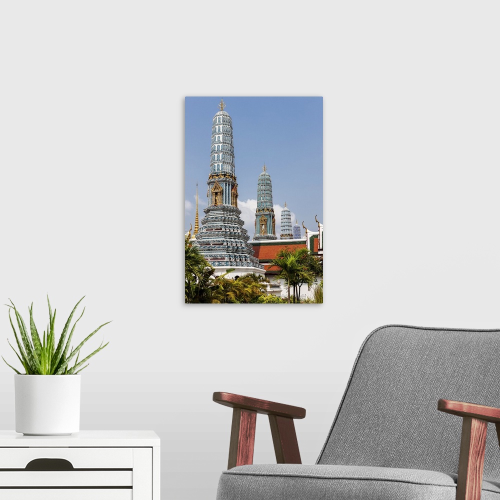 A modern room featuring Thailand, Central Thailand, Bangkok, Grand Palace Complex, Chedis (Buddhist stupas) and the Wat P...