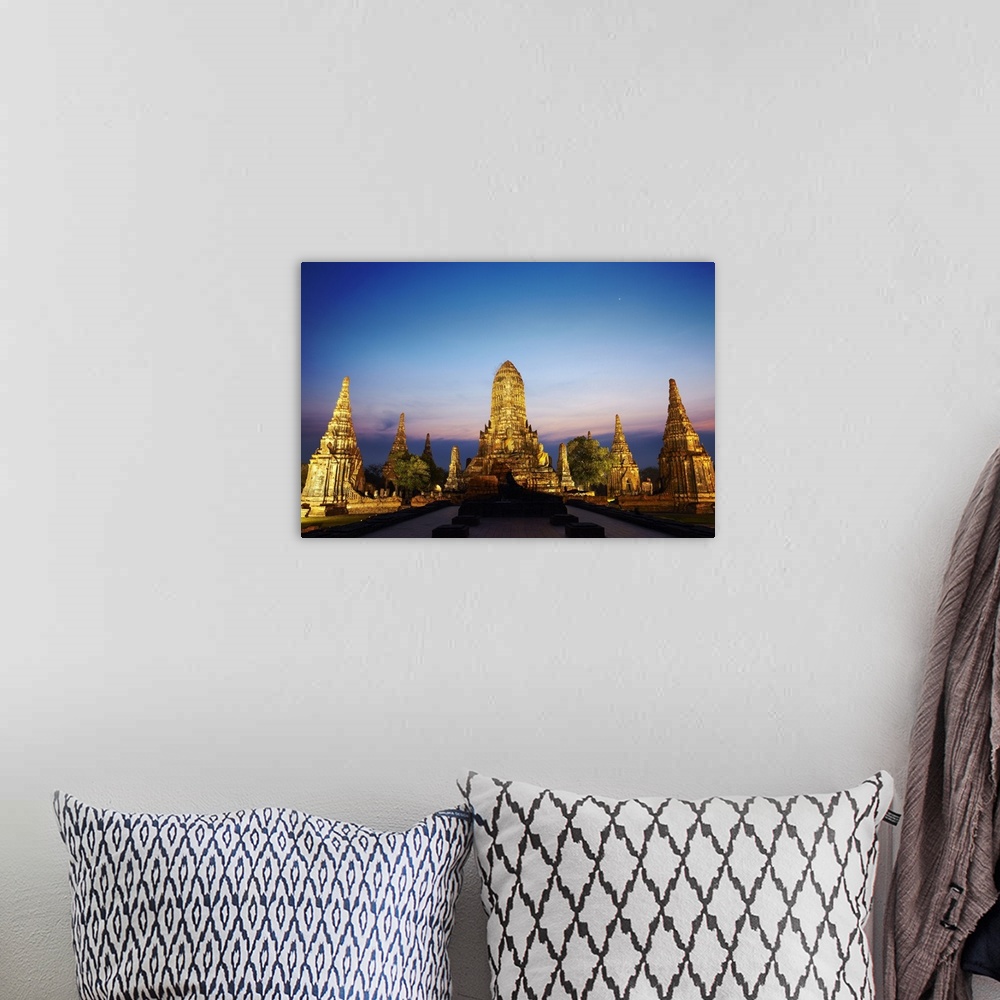 A bohemian room featuring Thailand, Southeast Asia, Ayutthaya, Wat Chai Watthanaram at sunset