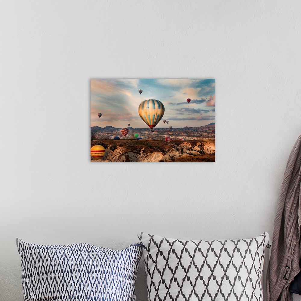 A bohemian room featuring Turkey, Central Anatolia, Hot air balloon tour over Cappadocia.