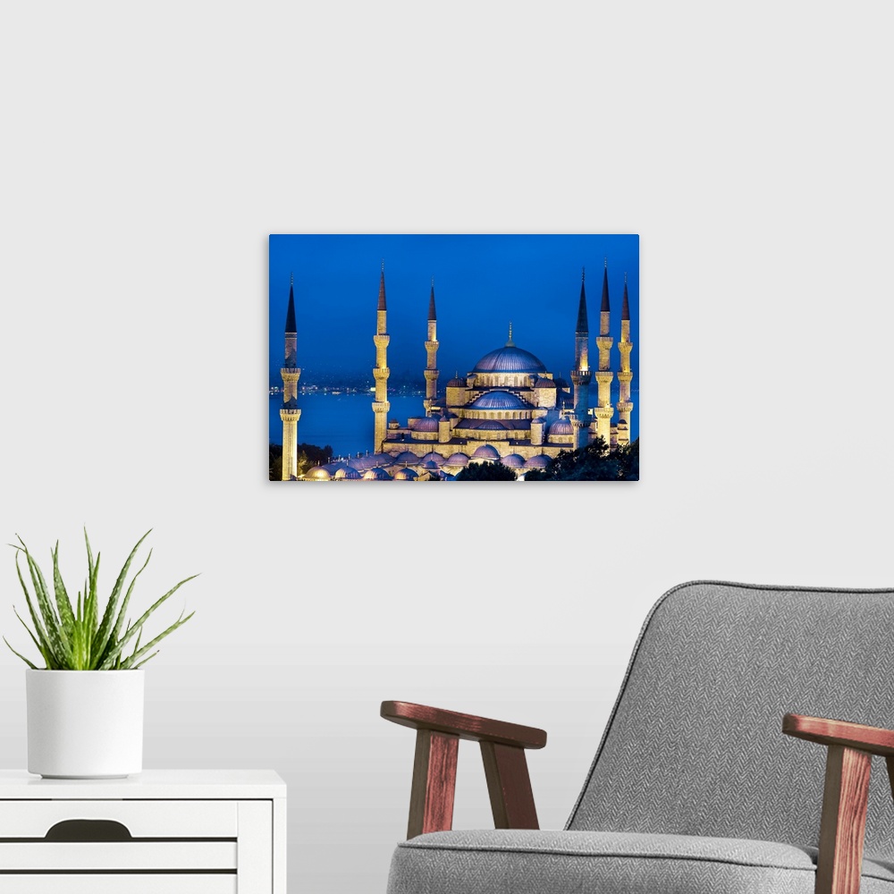 A modern room featuring Turkey, Istanbul, Bosphorus, Blue Mosque, Sultan Ahmed Mosque, The mosque at night.