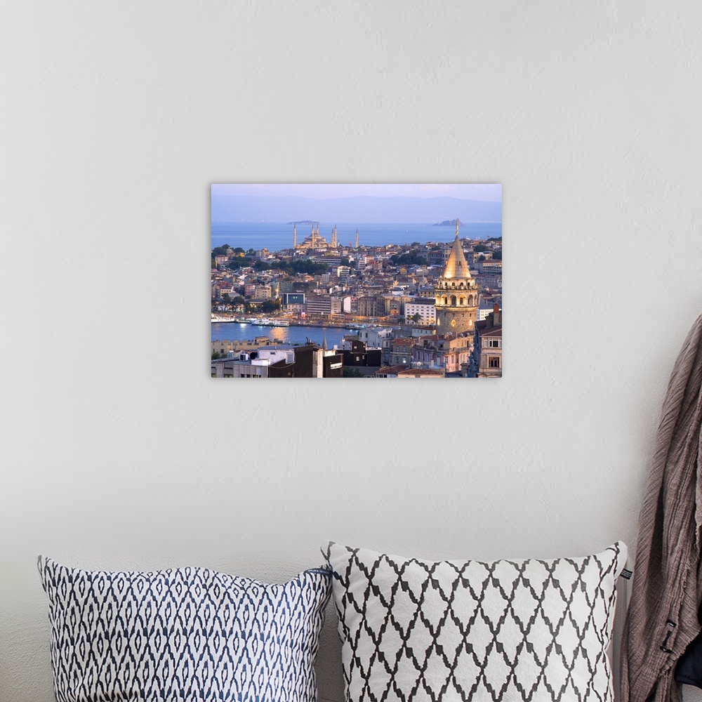 A bohemian room featuring Turkey, Marmara, Istanbul, Galata Tower and Golden Horn in background