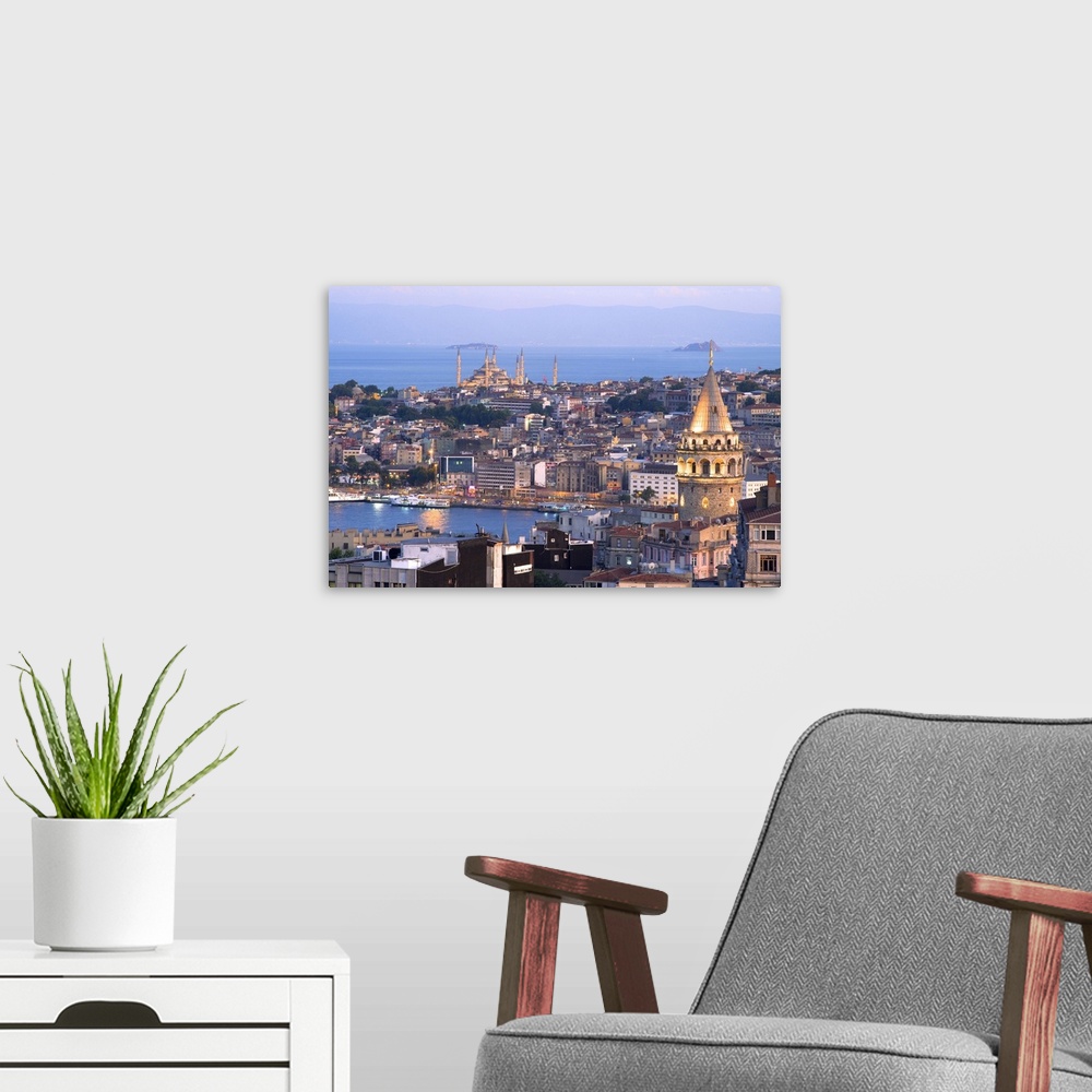 A modern room featuring Turkey, Marmara, Istanbul, Galata Tower and Golden Horn in background