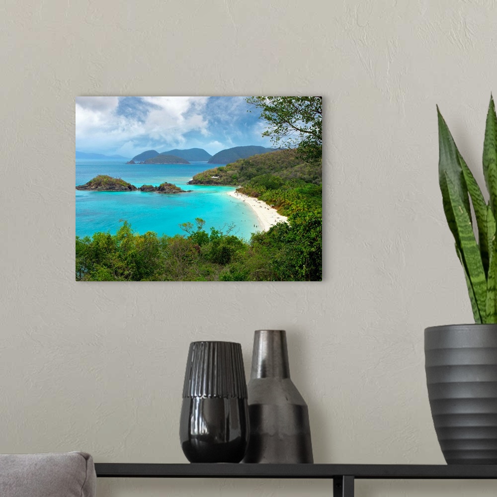 A modern room featuring U.S. Virgin Islands, St. John, Trunk Bay Beach