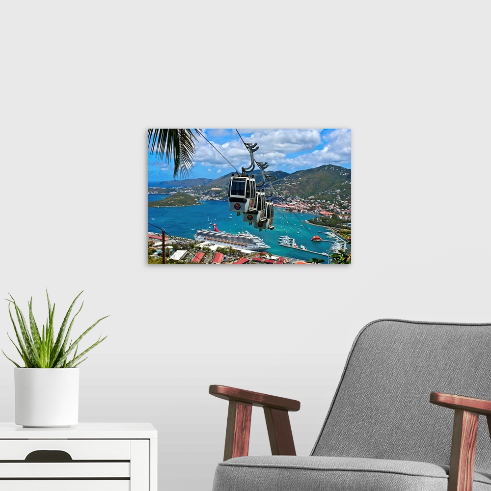 A modern room featuring U.S. Virgin Islands, St. Thomas, Tram, View from The Paradise Point Skyride