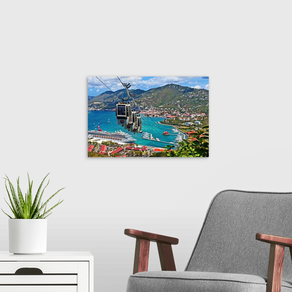 A modern room featuring U.S. Virgin Islands, St. Thomas, Tram, View from The Paradise Point Skyride