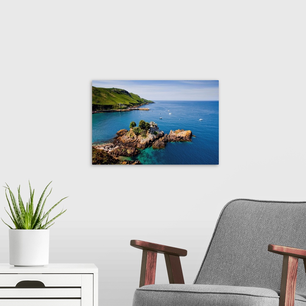 A modern room featuring UK, Channel Islands, Great Britain, English Channel, Jersey, Bouley Bay