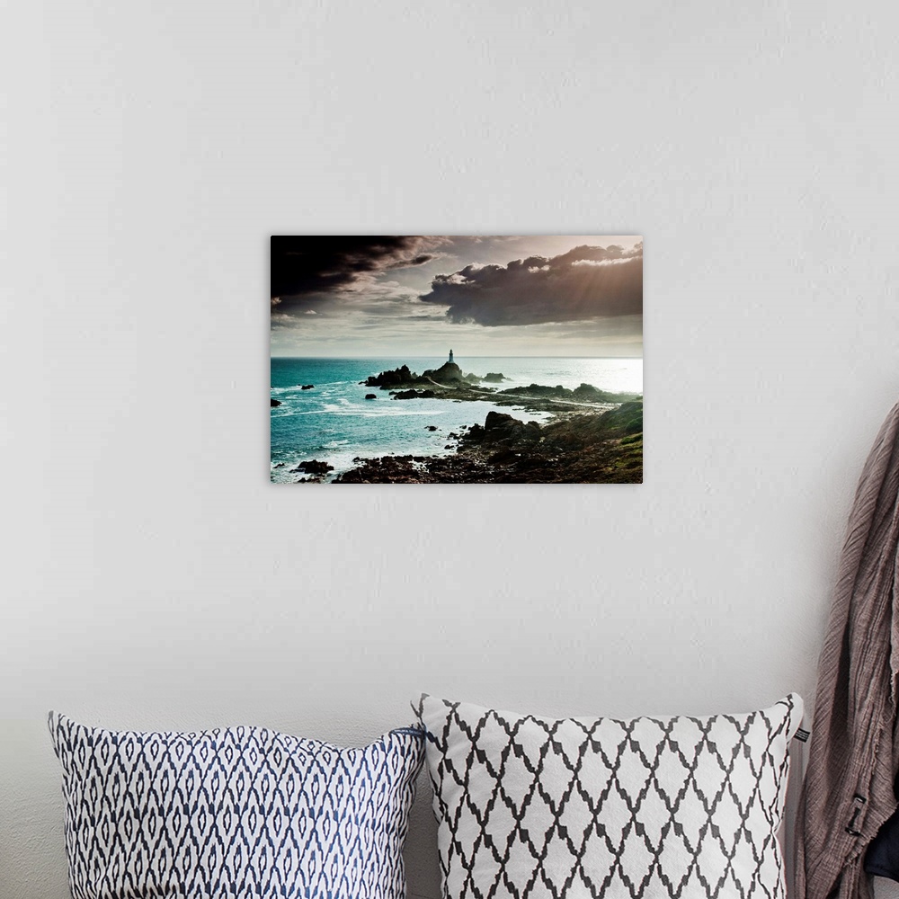 A bohemian room featuring UK, Channel Islands, Great Britain, English Channel, Jersey, La Corbiere lighthouse