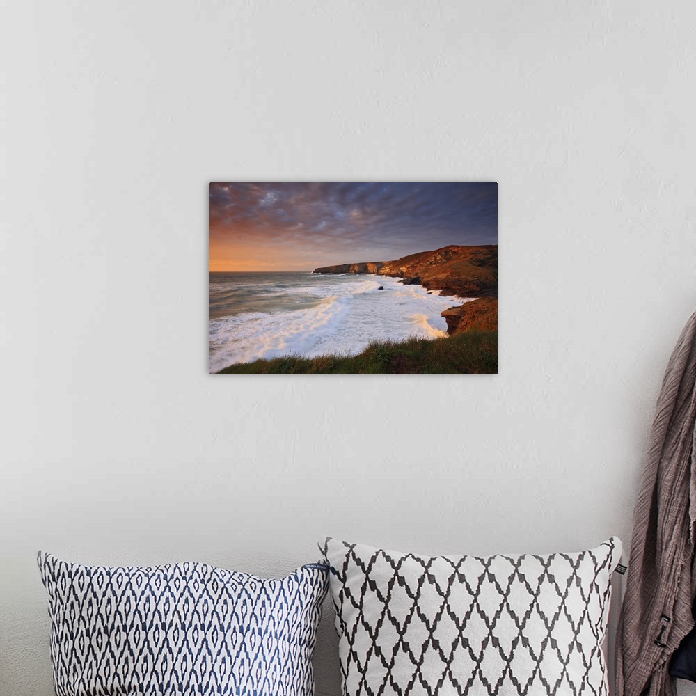 A bohemian room featuring UK, England, Cornwall, Storm over Trebarwith Strand