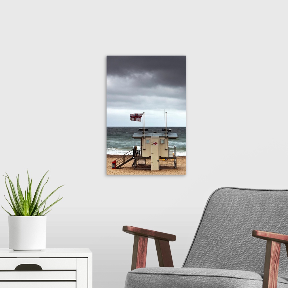 A modern room featuring United Kingdom, UK, England, Dorset, Great Britain, Bournemouth, Southbourne, lifeguard tower