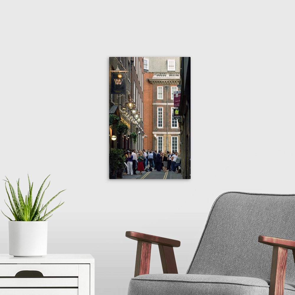 A modern room featuring UK, England, Great Britain, London, People outside a pub in Westminster