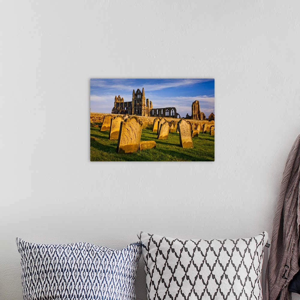 A bohemian room featuring UK, England, Great Britain, North Yorkshire, Whitby, Abbey and graves