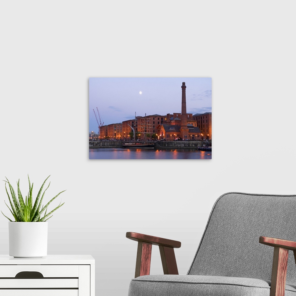 A modern room featuring United Kingdom, UK, England, Liverpool, Albert Dock and the chimney of Pumphouse Inn