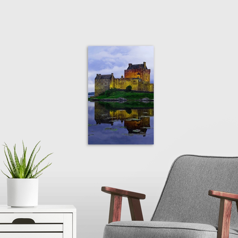 A modern room featuring Eilean Dohan castle from the main road to Skye