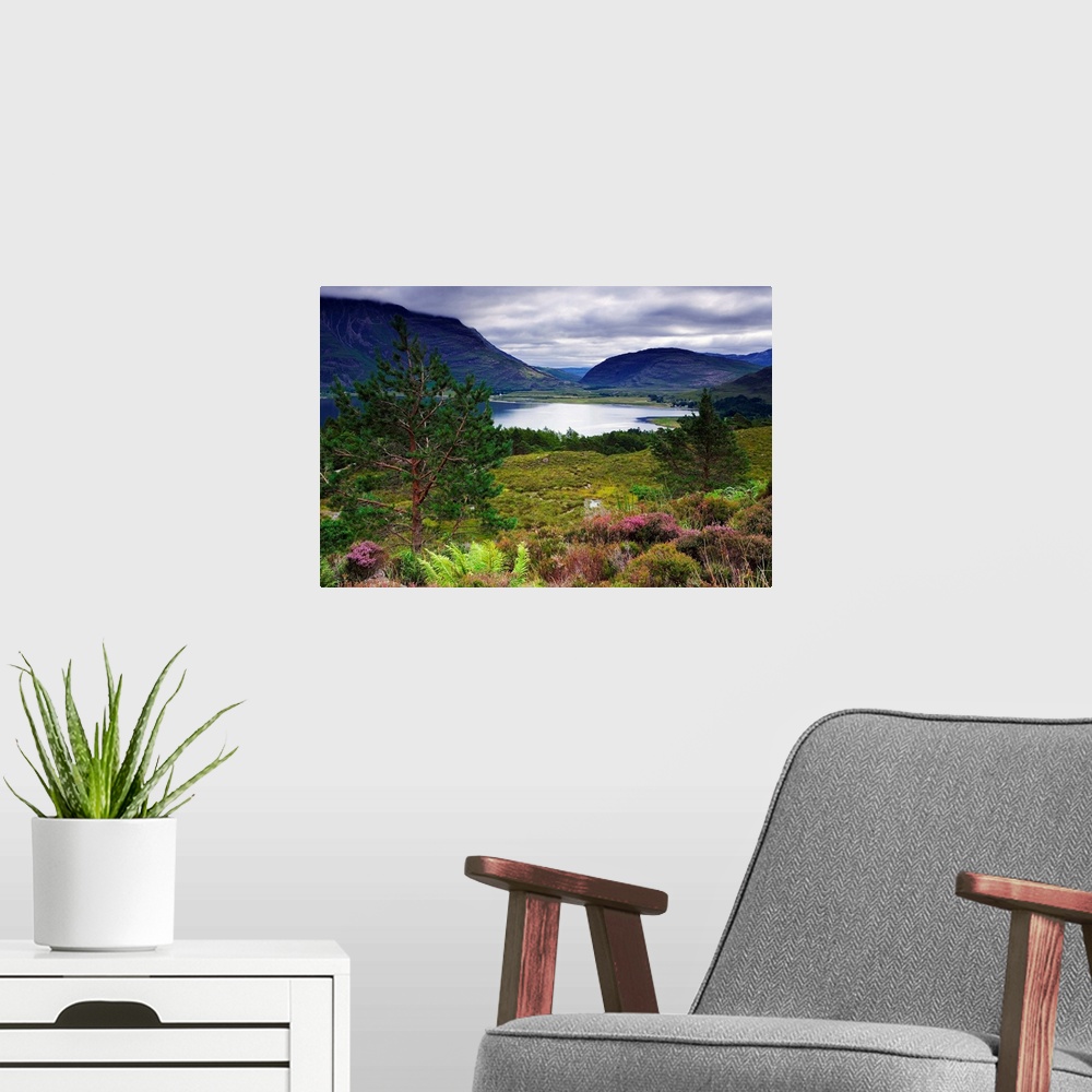 A modern room featuring United Kingdom, UK, Scotland, Highlands, Loch Torridon and Liatach mountain in background