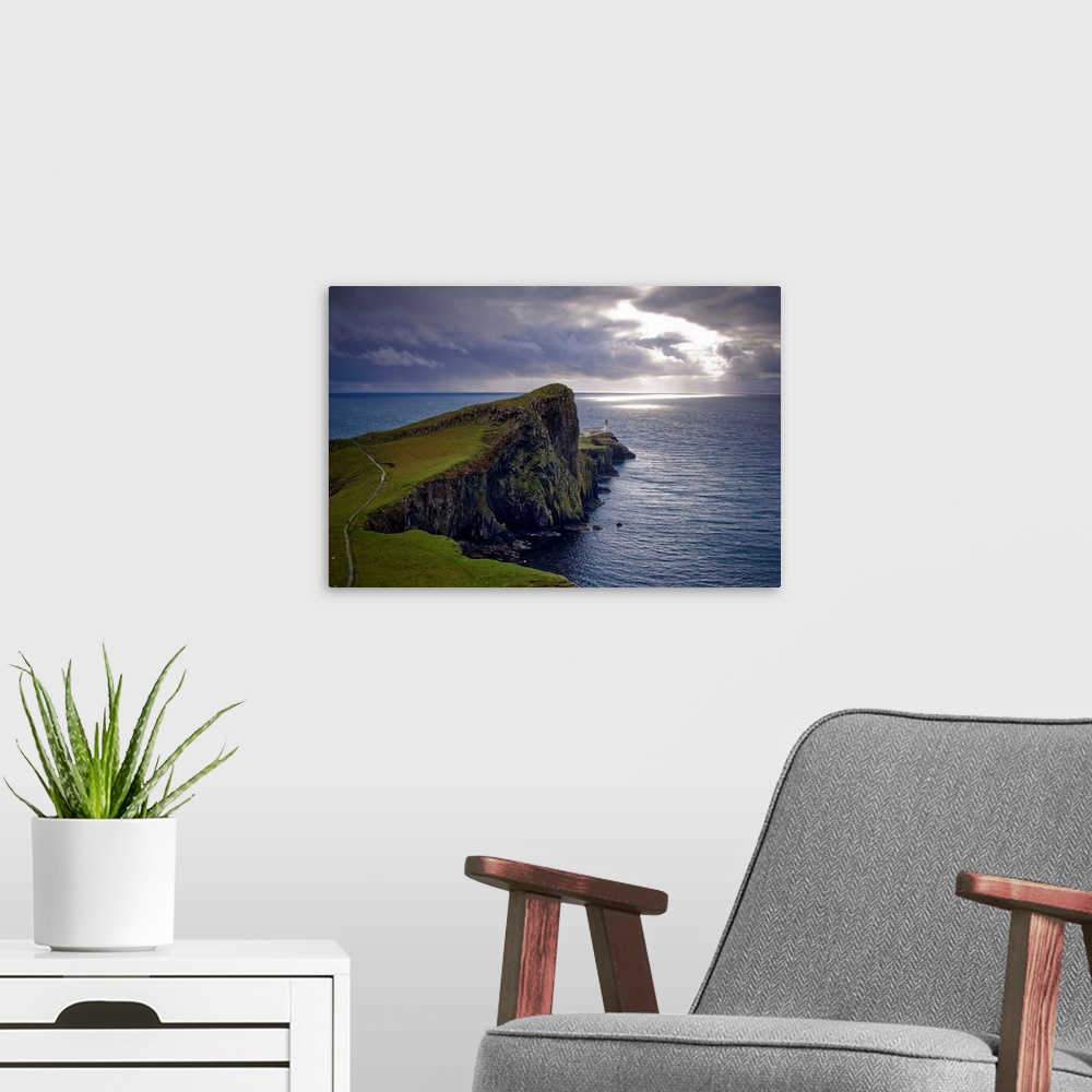 A modern room featuring UK, Scotland, Isle of Skye, Neist Point, lighthouse.