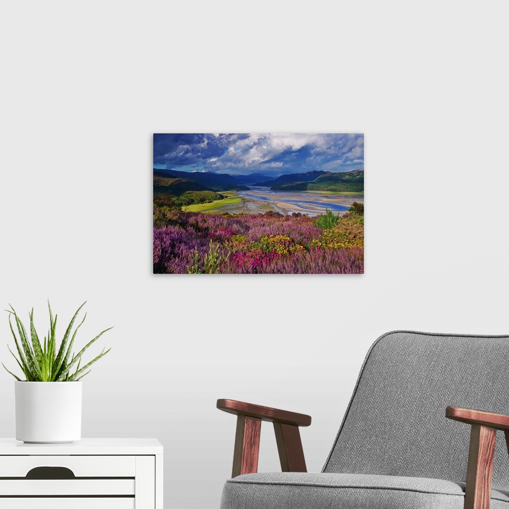 A modern room featuring UK, Wales, Barmouth, View of the Mawddach River Estuary