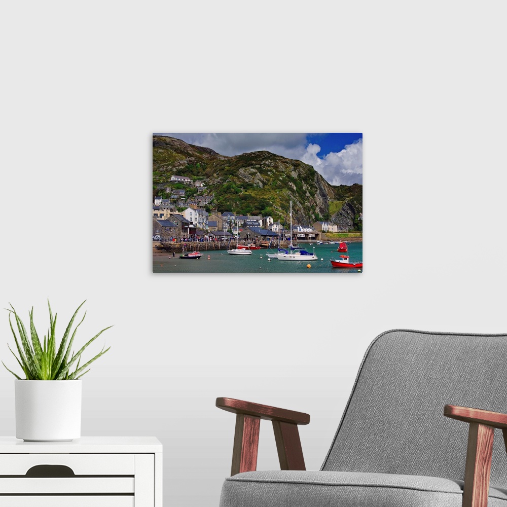A modern room featuring UK, Wales, Barmouth, View of the seaside resort of Barmouth