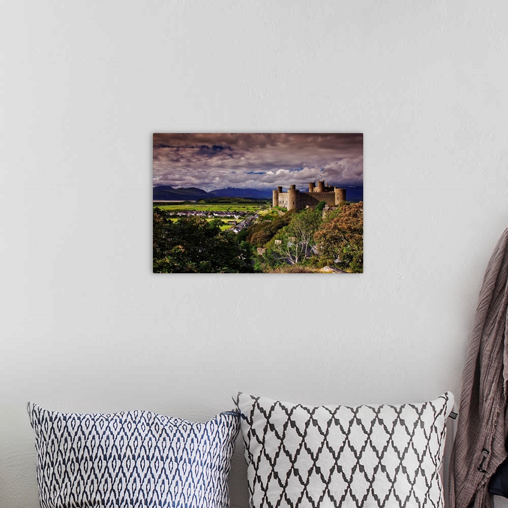A bohemian room featuring UK, Wales, Harlech Castle, along the west coast of the Snowdonia National Park