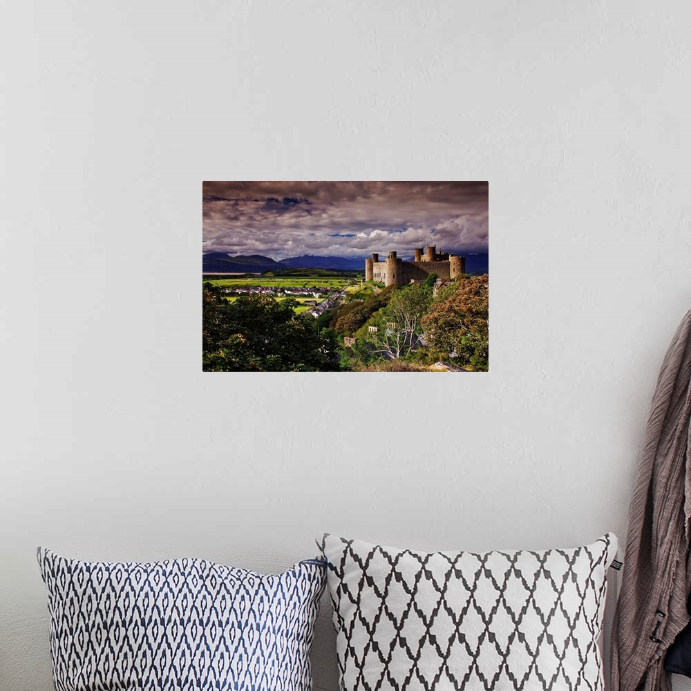 A bohemian room featuring UK, Wales, Harlech Castle, along the west coast of the Snowdonia National Park