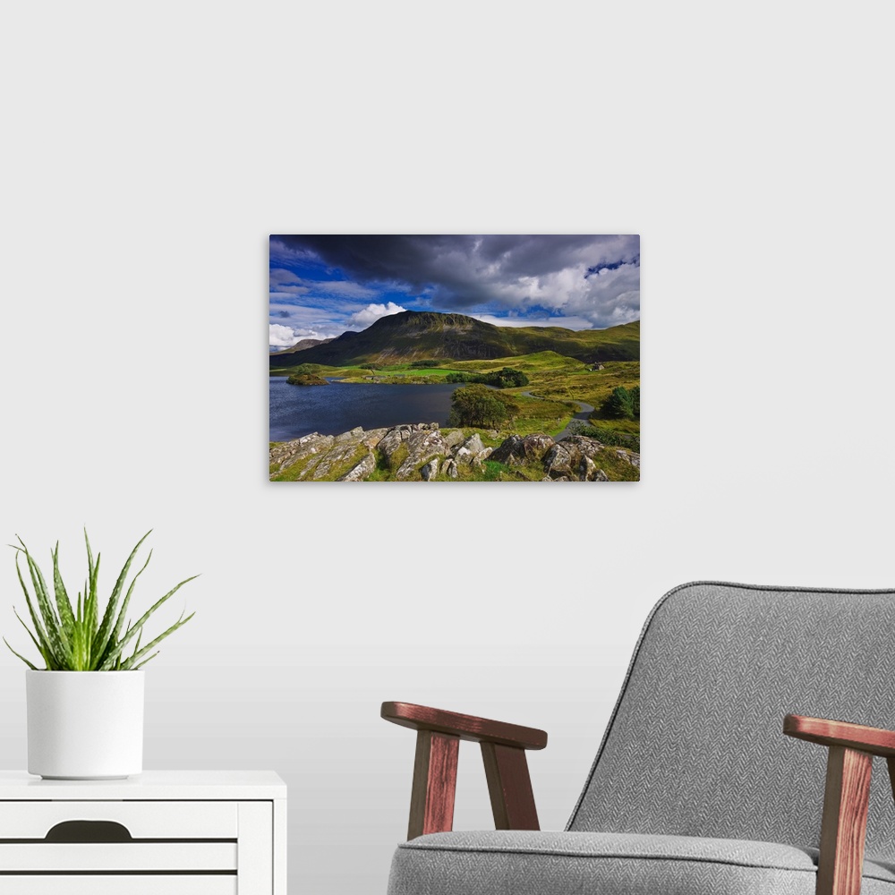 A modern room featuring UK, Wales, View of the National Trust owned Llynnau Cregennen