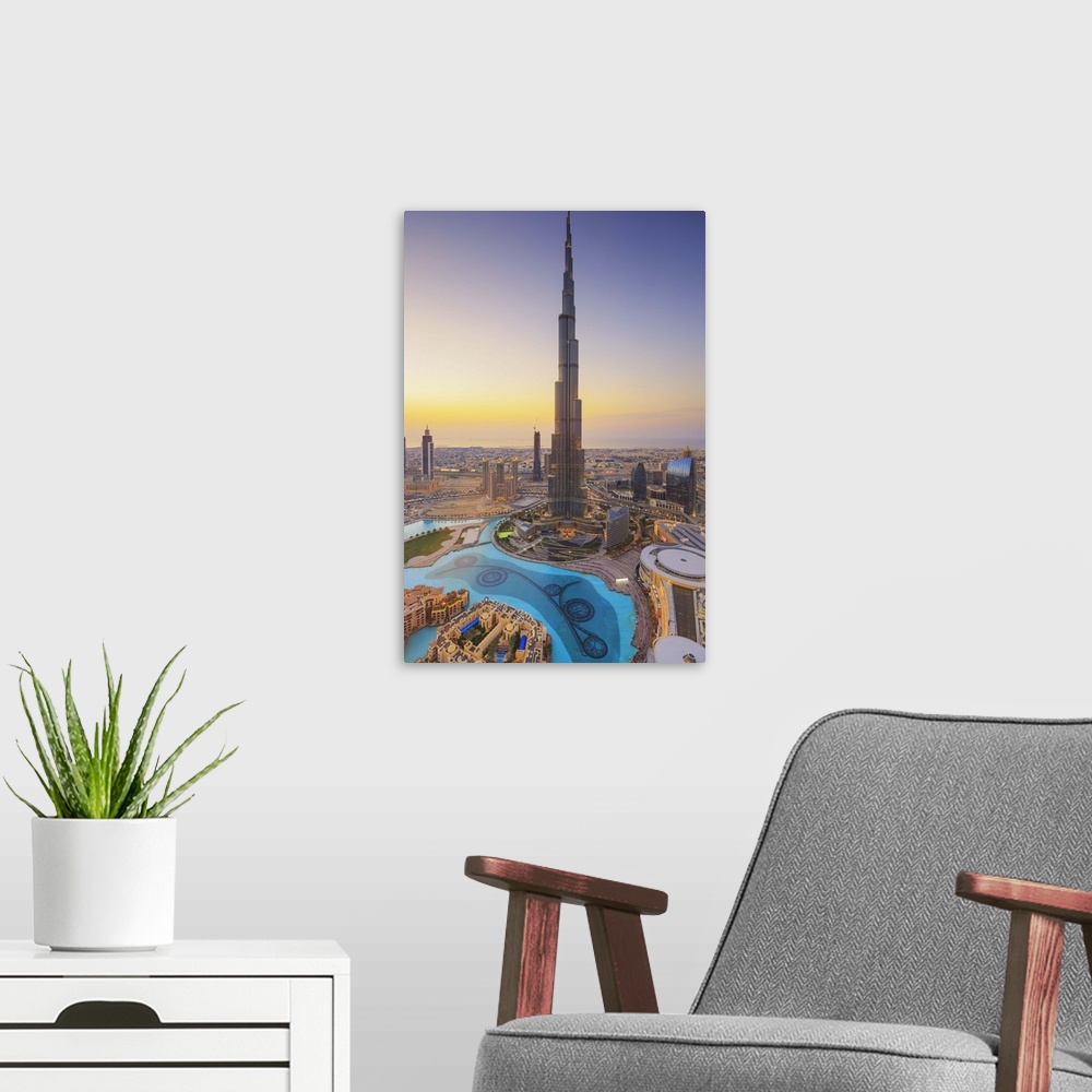 A modern room featuring United Arab Emirates, Dubai, Dubai City, Arab states of the Persian Gulf, Burj Khalifa, the talle...